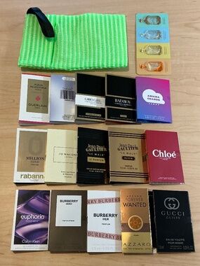 Scents samples + soap exfoliating bag
